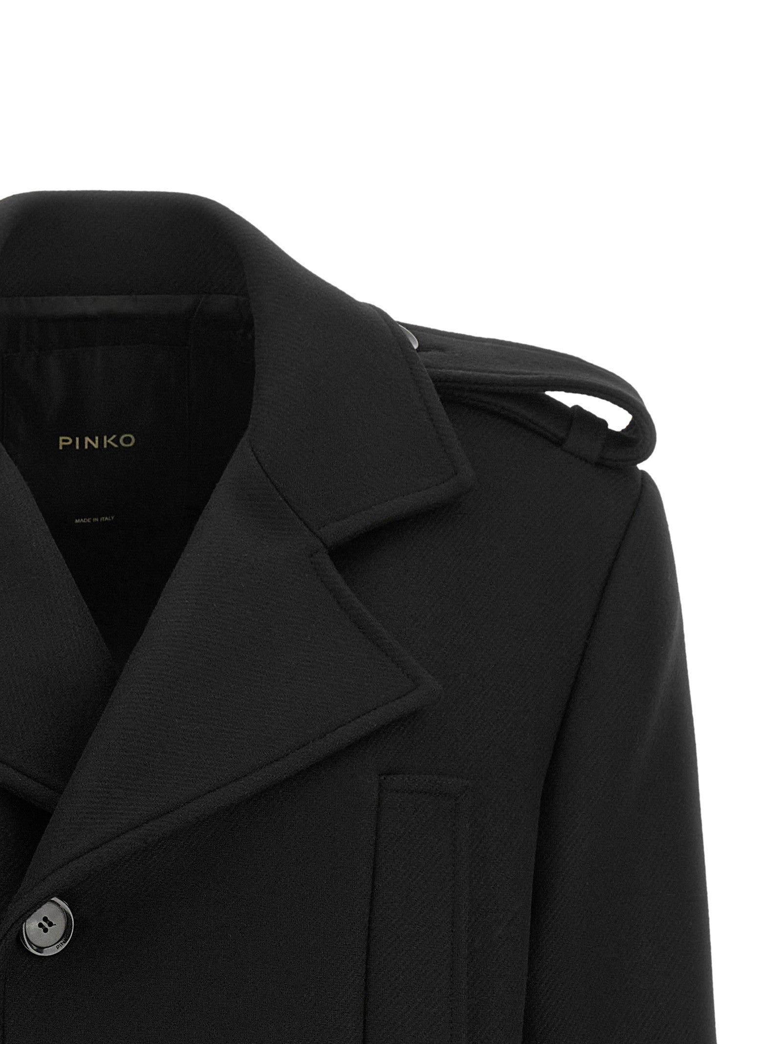 Pinko Double Breasted Belted Coat Black