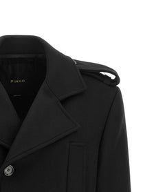 Pinko Double Breasted Belted Coat Black