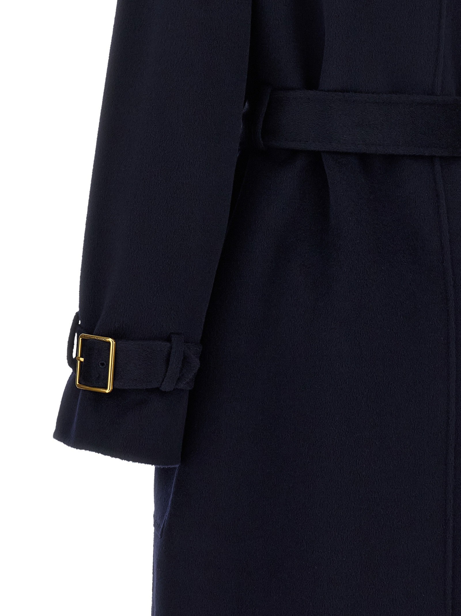 Elisabetta Franchi Double Breasted Belted Coat Blue