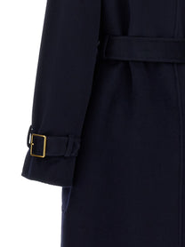 Elisabetta Franchi Double Breasted Belted Coat Blue