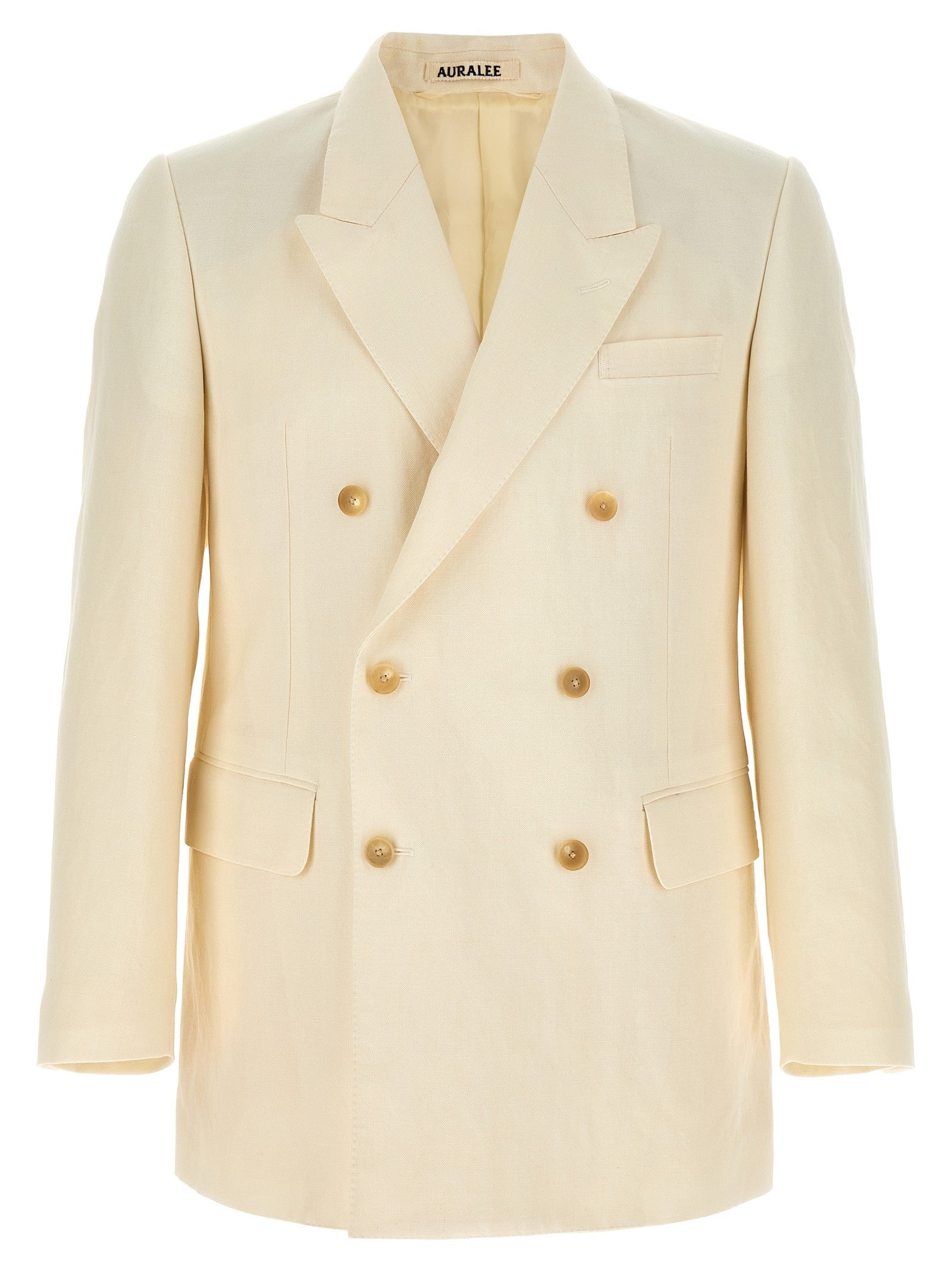 AURALEE Double Breasted Blazer Beige