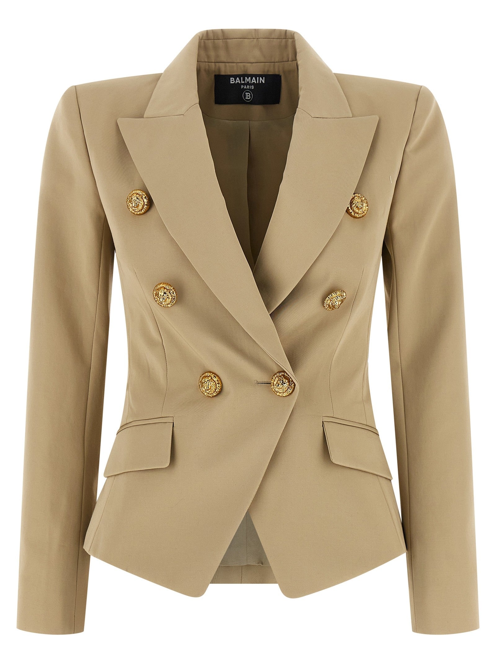 Balmain Double Breasted Blazer Beige