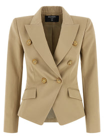 Balmain Double Breasted Blazer Beige