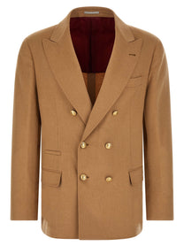 Brunello Cucinelli Double Breasted Blazer Beige