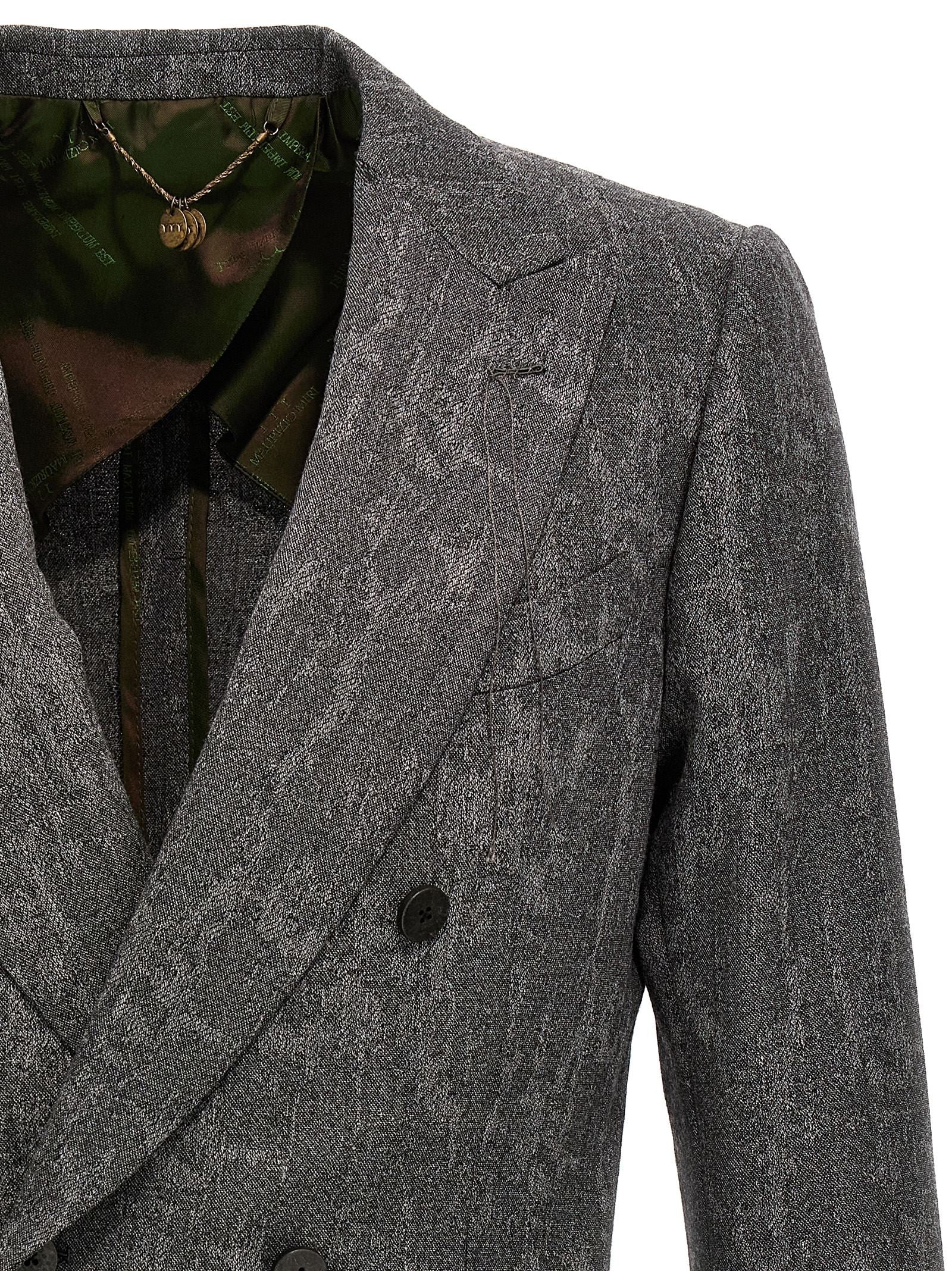 Maurizio Miri Double Breasted Blazer Grey