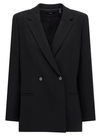 Theory Double Breasted Blazer Black