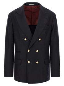 Brunello Cucinelli Double Breasted Blazer Blue