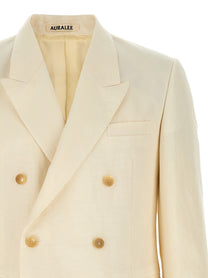 AURALEE Double Breasted Blazer Beige