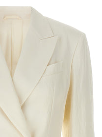 Brunello Cucinelli Double Breasted Blazer White