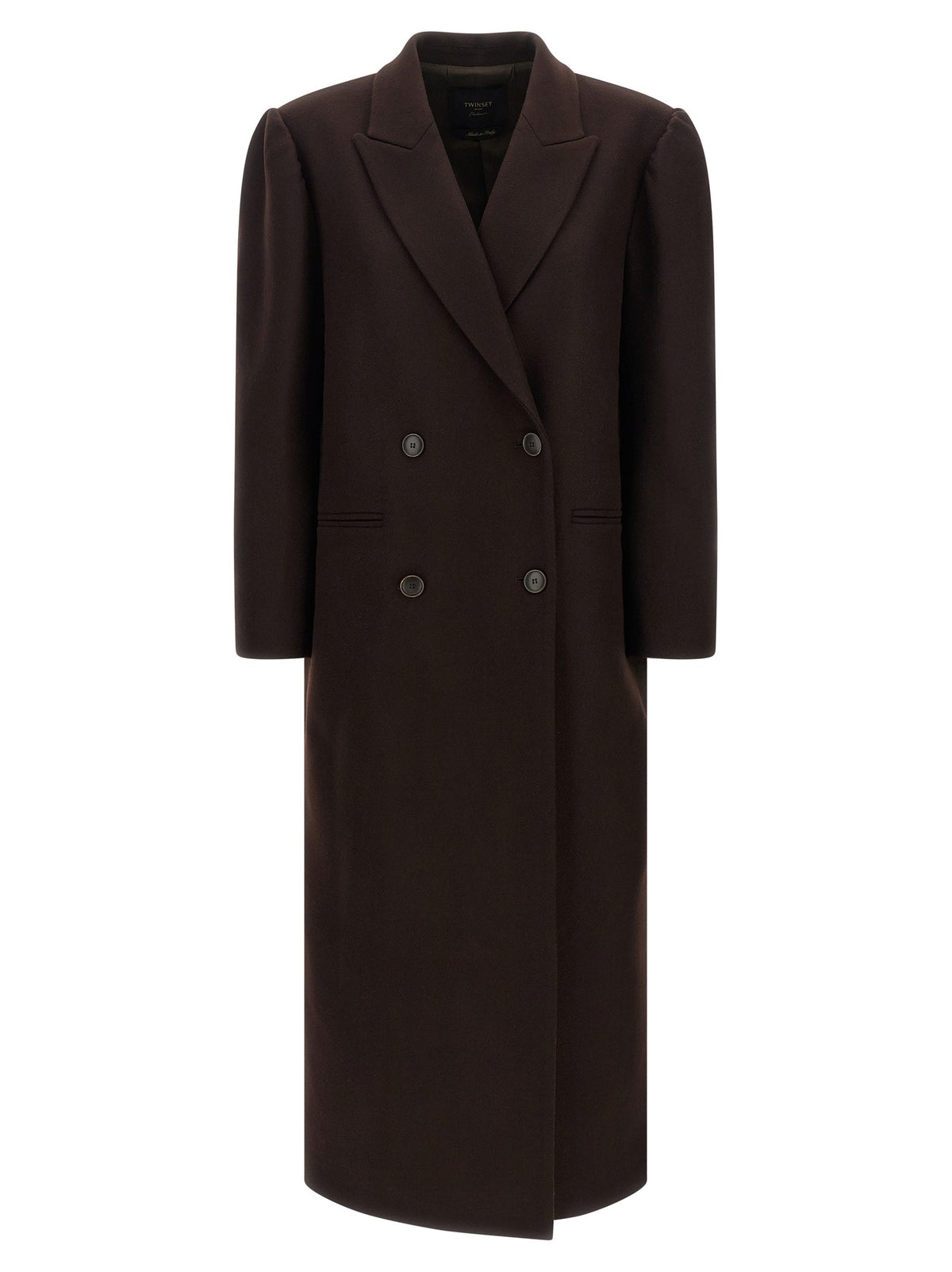 TWINSET Double Breasted Coat Brown