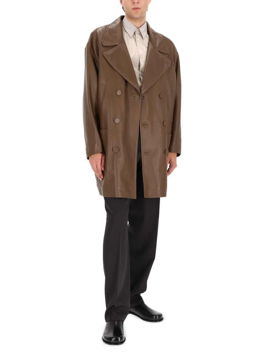 Fendi Men's Double Breasted Coat Brown