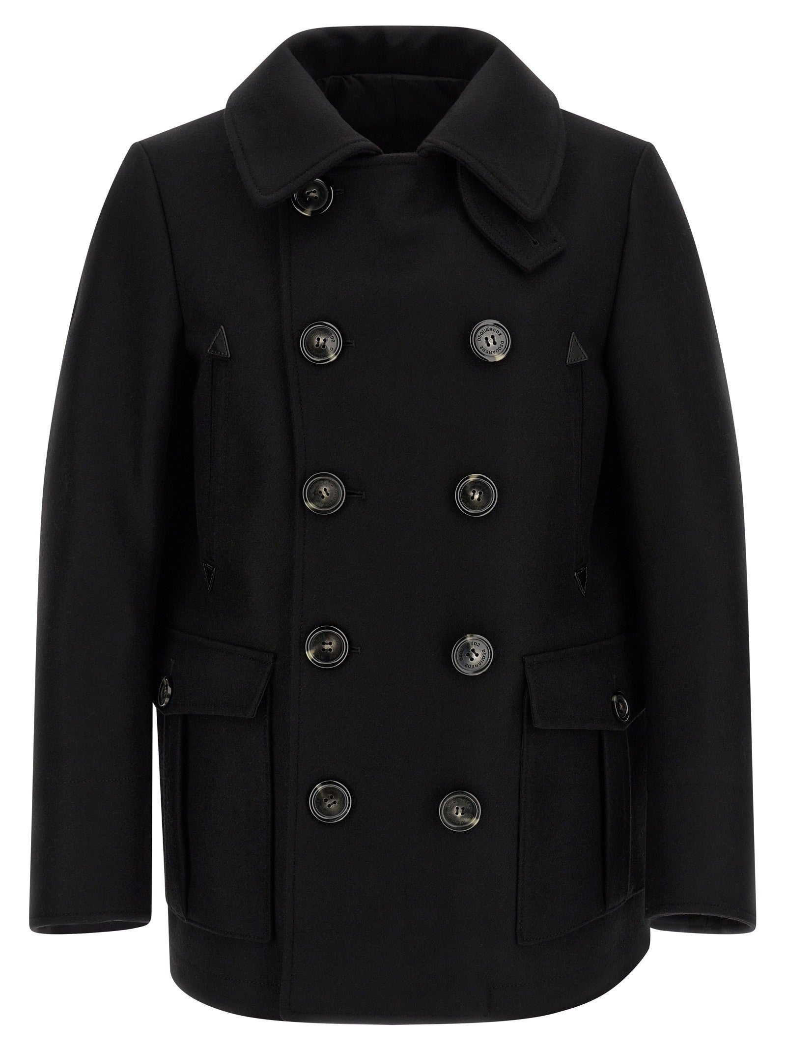 Dsquared2 Double Breasted Coat Black