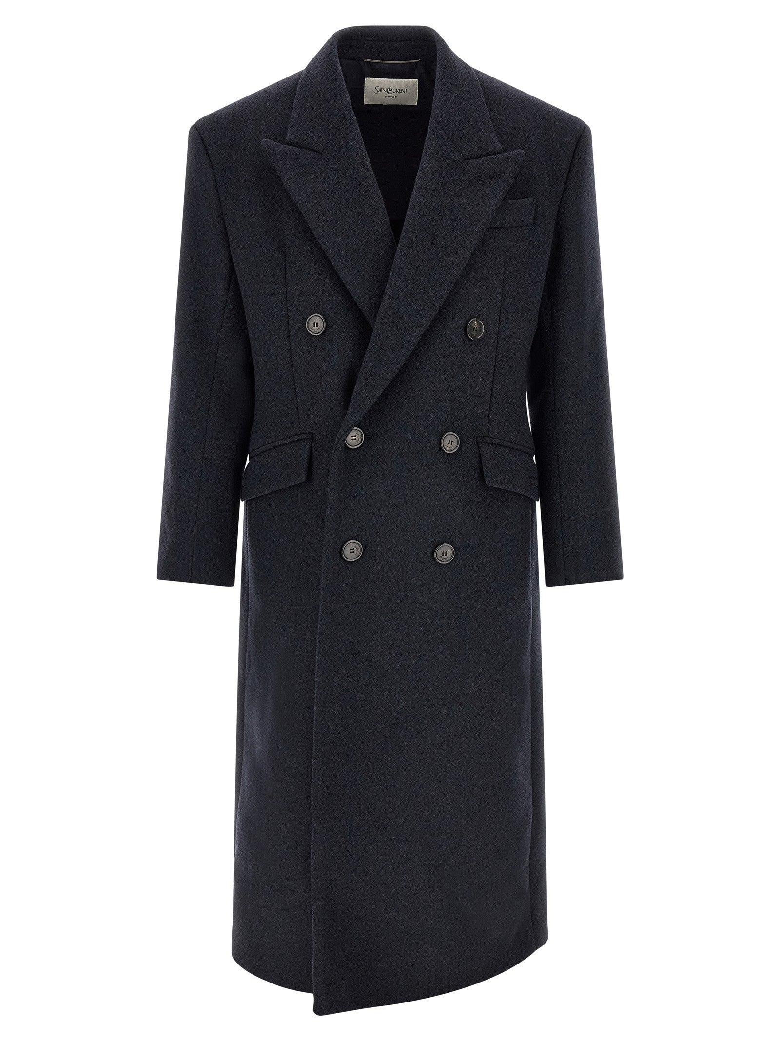 Saint Laurent Double Breasted Coat Blue