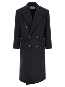 Saint Laurent Double Breasted Coat Blue