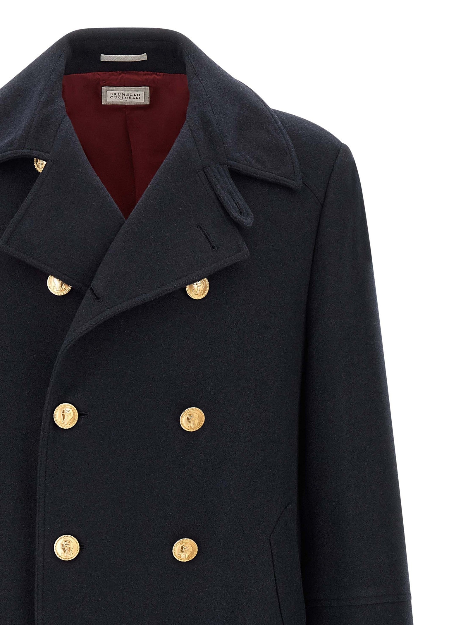 Brunello Cucinelli Double Breasted Coat Blue