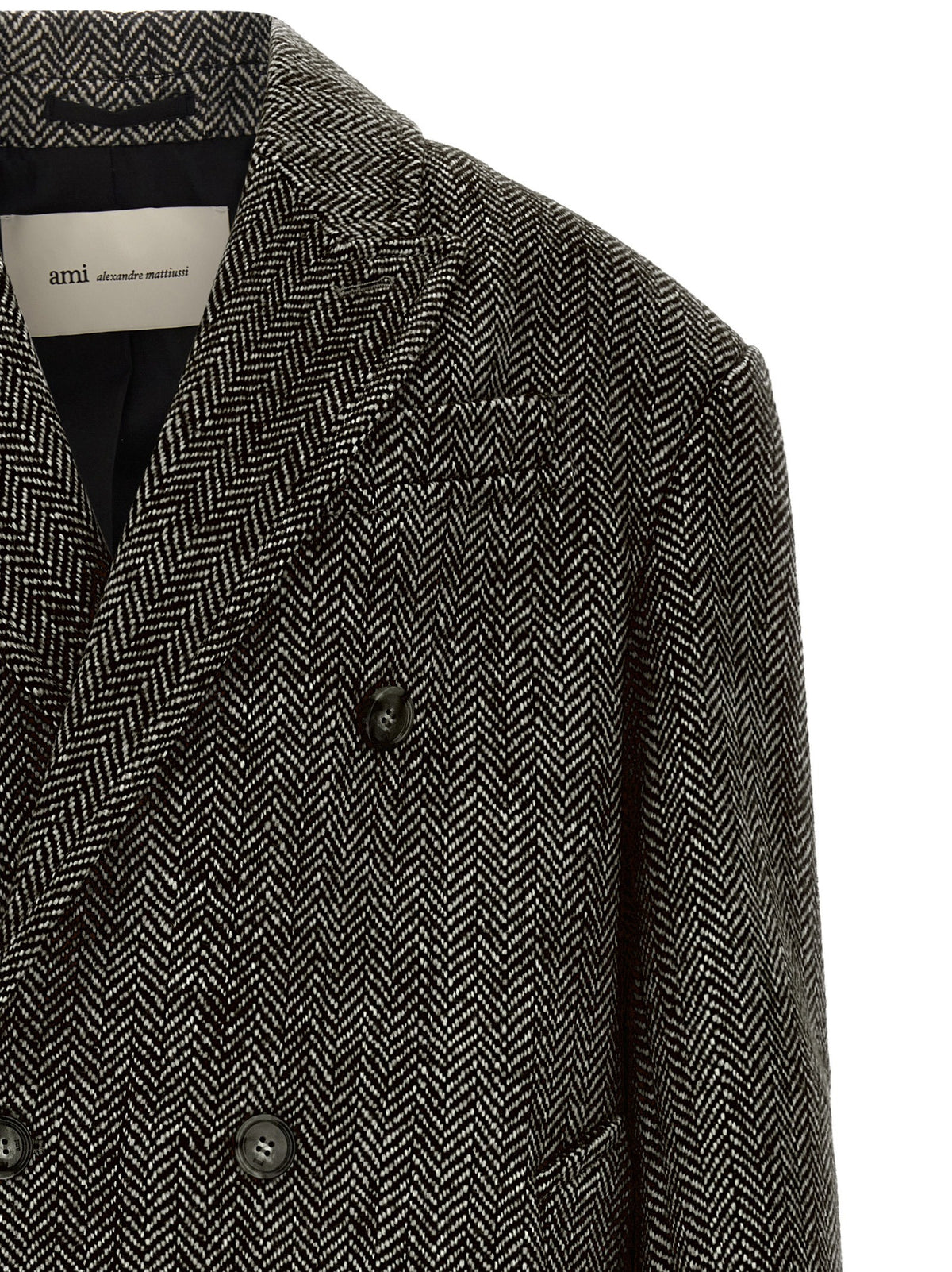 Ami Paris Double Breasted Coat Black