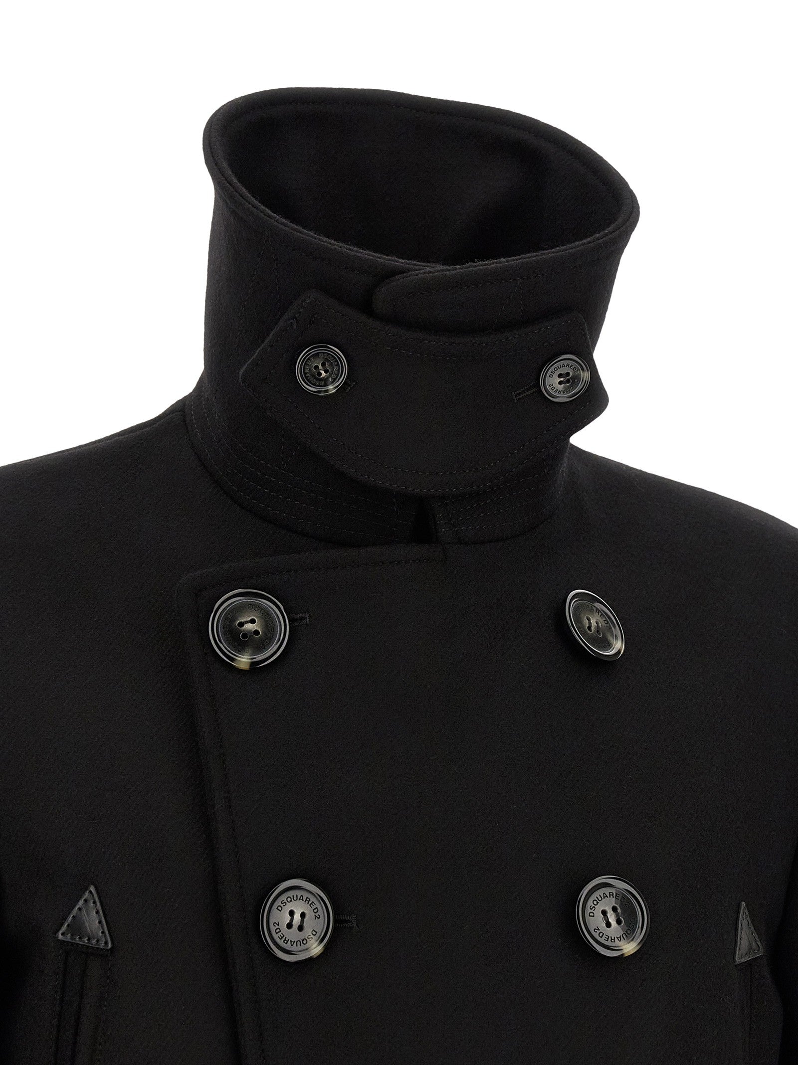 Dsquared2 Double Breasted Coat Black
