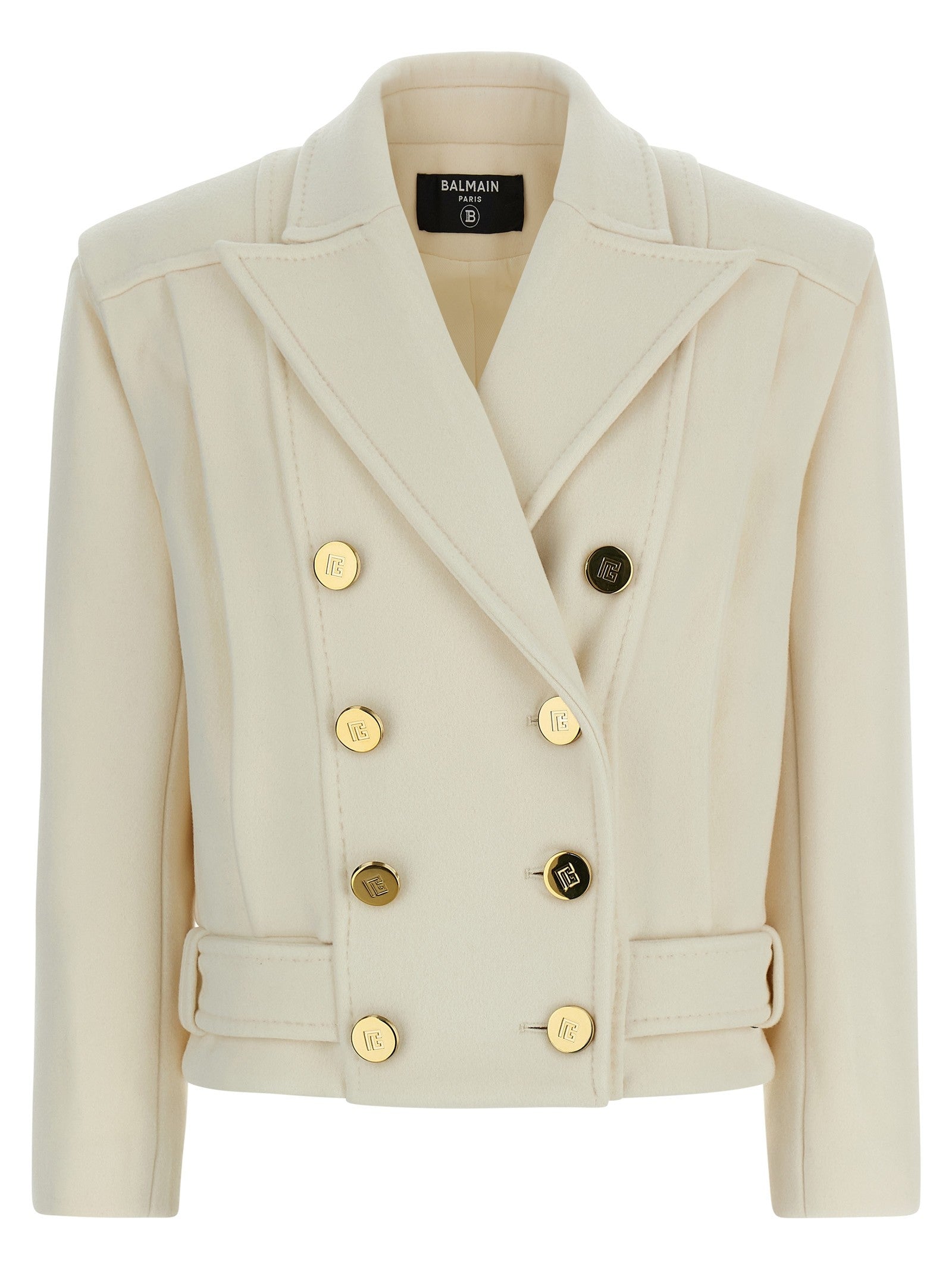 Balmain Double Breasted Coat White