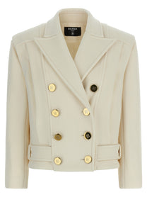 Balmain Double Breasted Coat White
