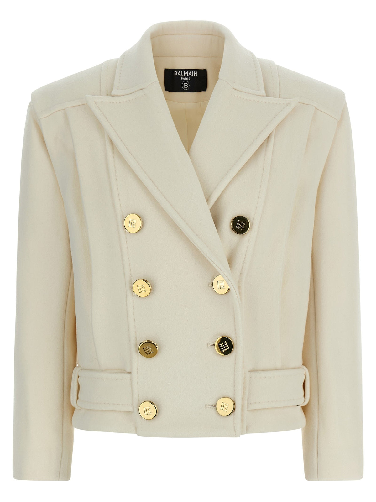 Balmain Double Breasted Coat White