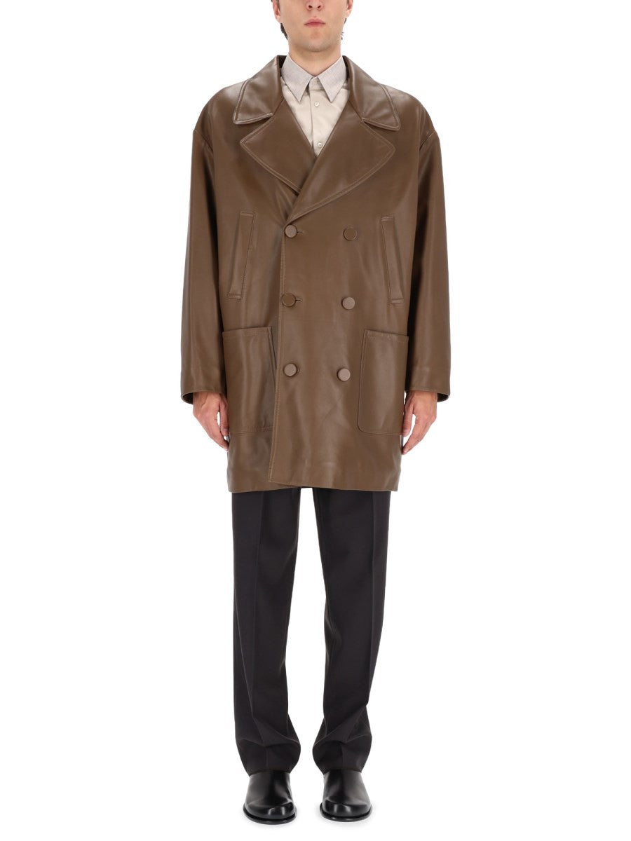 Fendi Men's Double Breasted Coat Brown