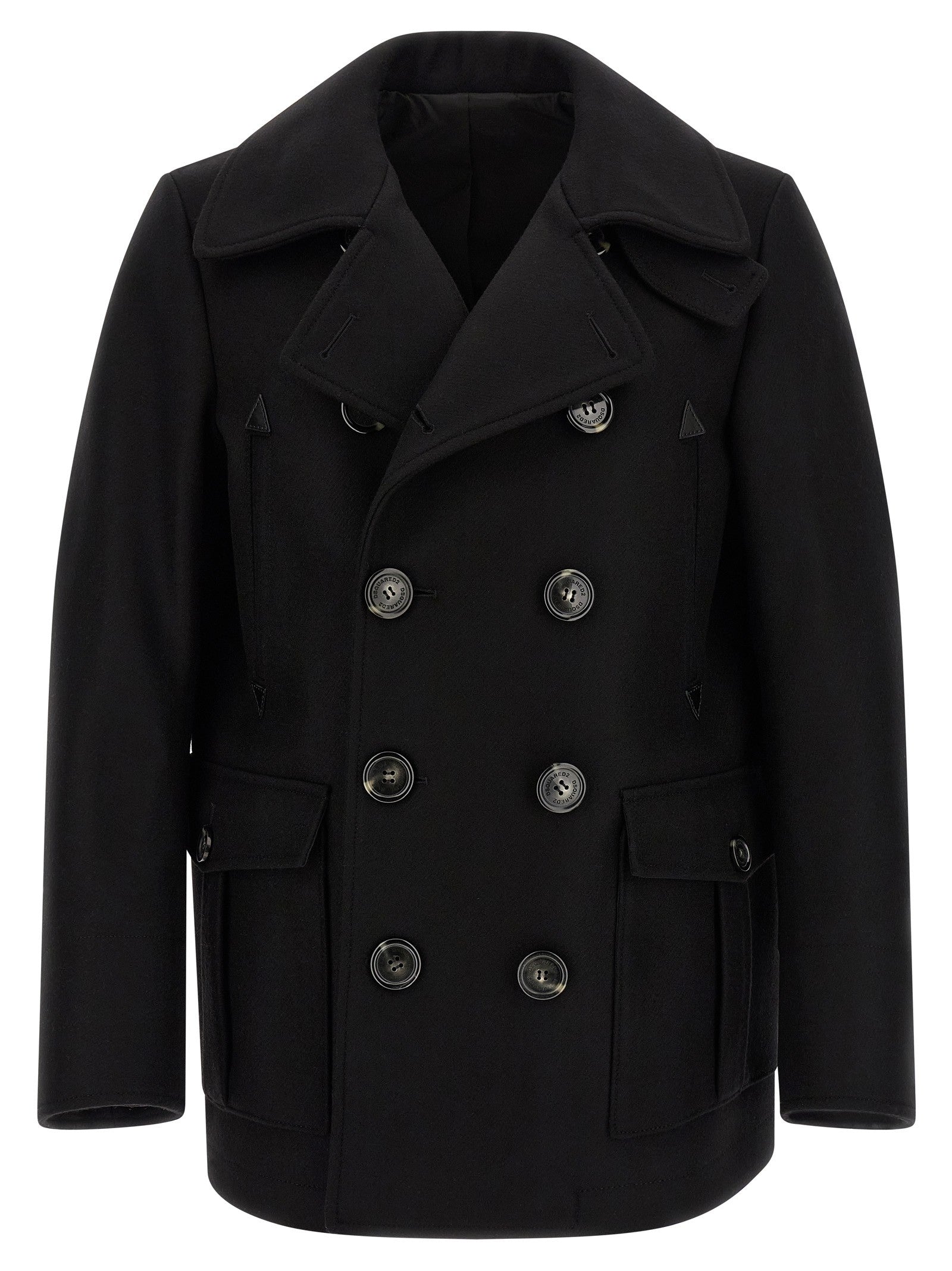 Dsquared2 Double Breasted Coat Black