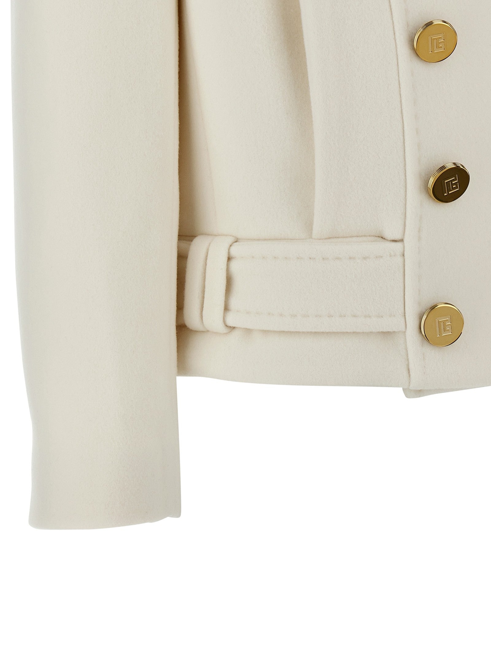 Balmain Double Breasted Coat White