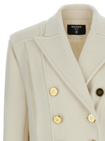 Balmain Double Breasted Coat White