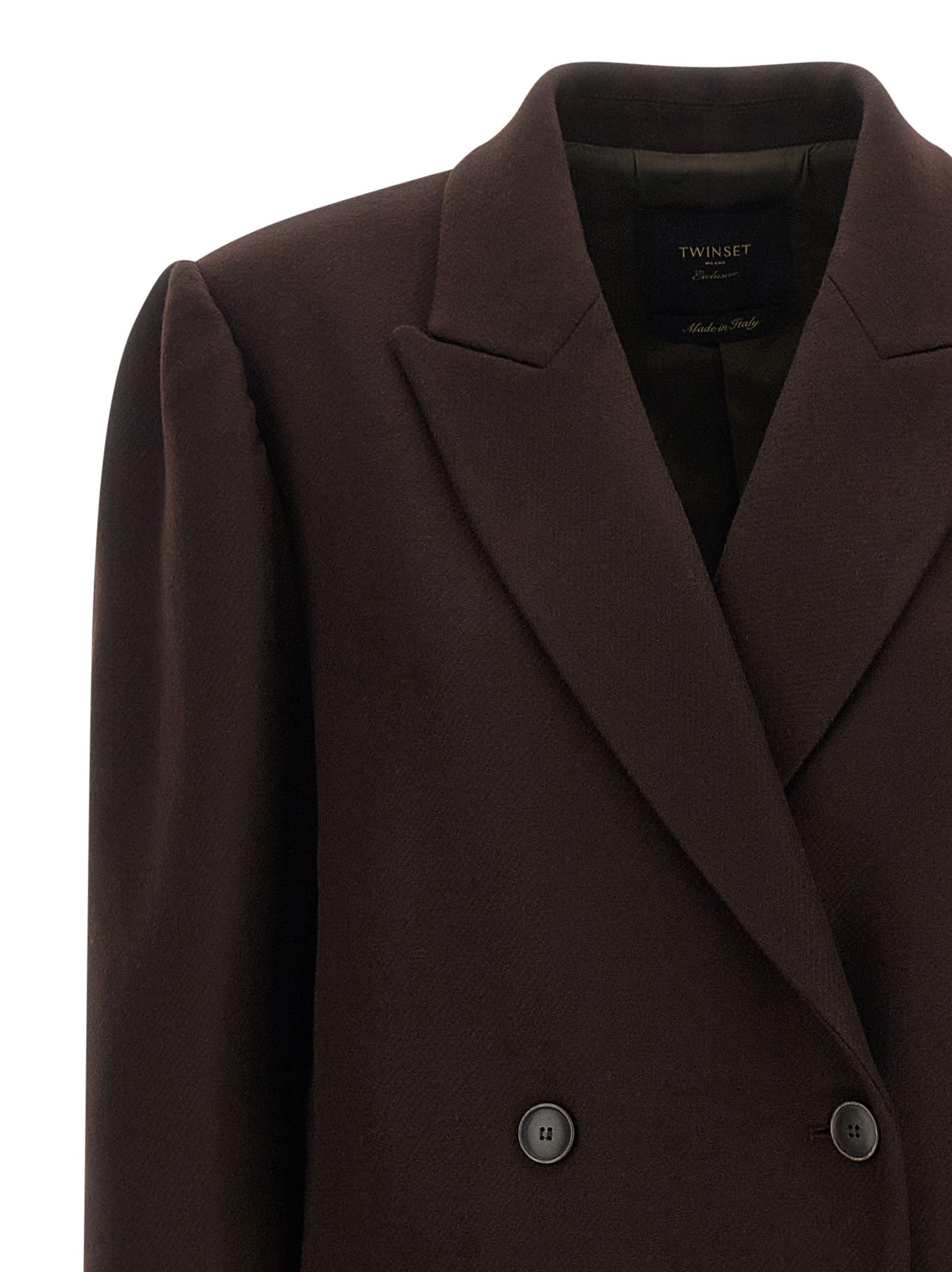 TWINSET Double Breasted Coat Brown