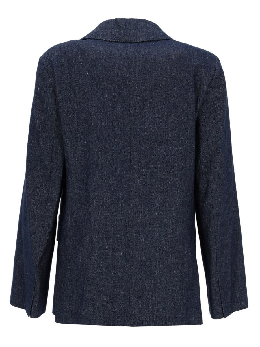 S MAX MARA Women's Double Breasted Cotton Blazer Blue