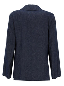 S MAX MARA Women's Double Breasted Cotton Blazer Blue