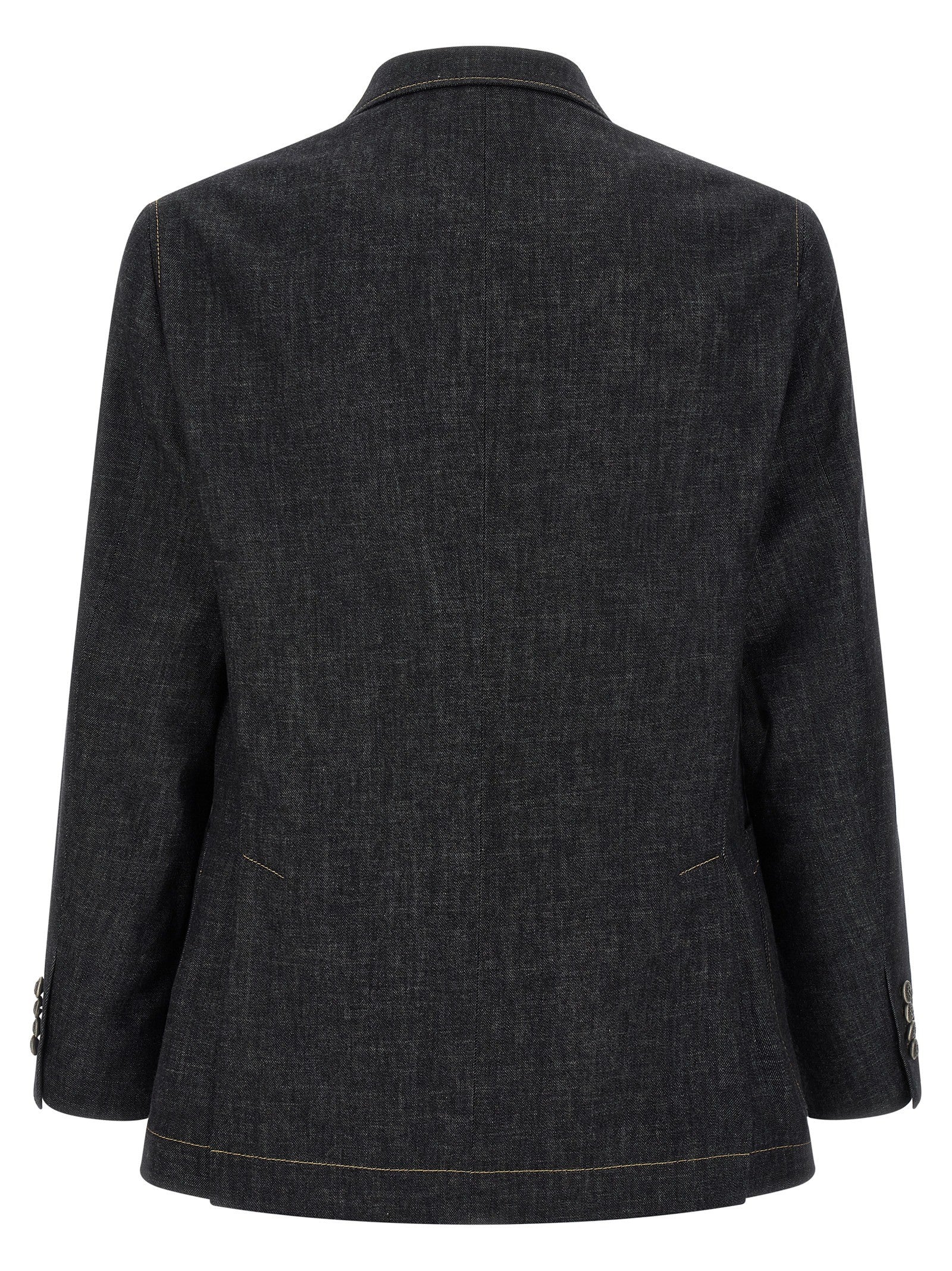 Brunello Cucinelli Double Breasted Denim Blazer Blue