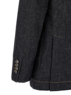 Brunello Cucinelli Double Breasted Denim Blazer Blue, view 4
