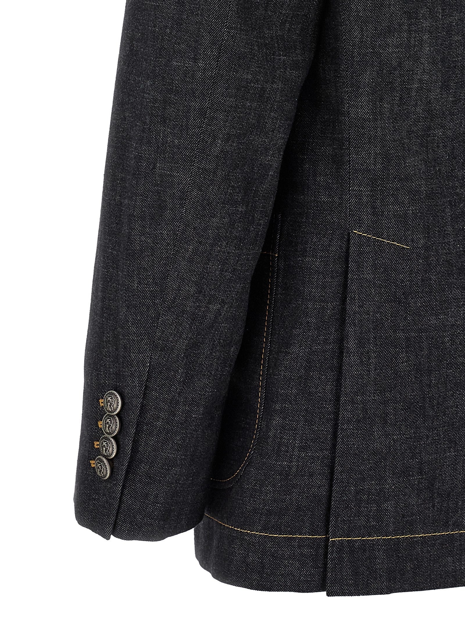 Brunello Cucinelli Double Breasted Denim Blazer Blue