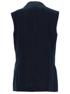 S MAX MARA Women's Double Breasted Linen Mat Vest Blue, view 2
