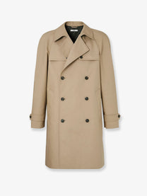 Fendi Men's Double Breasted Mackintosh Fabric Trench Beige