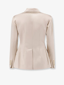 Brunello Cucinelli Women's Double Breasted Silk Blazer White