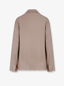 Alysi Women's Double Breasted Silk Blazer Beige