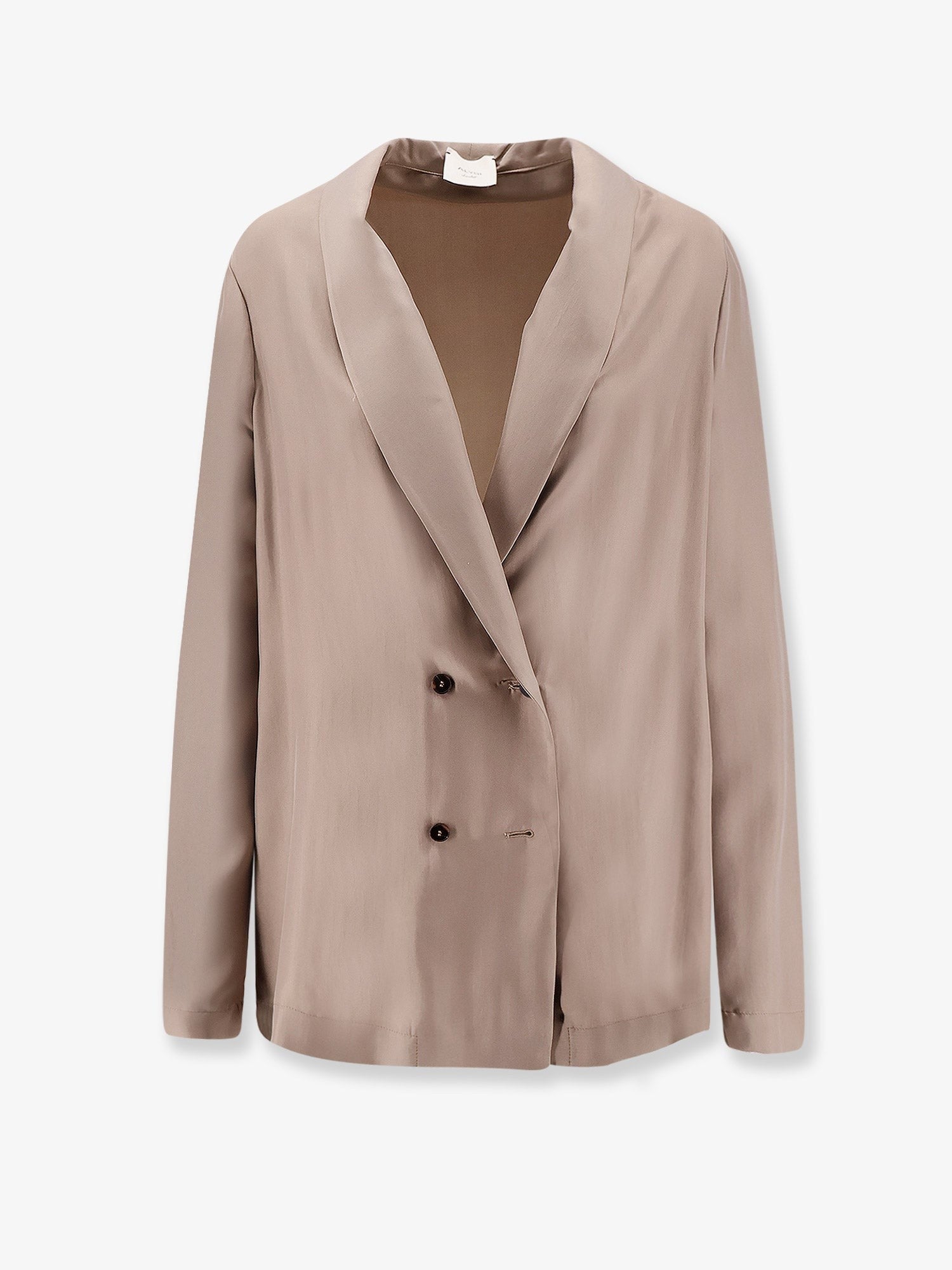 Alysi Women's Double Breasted Silk Blazer Beige