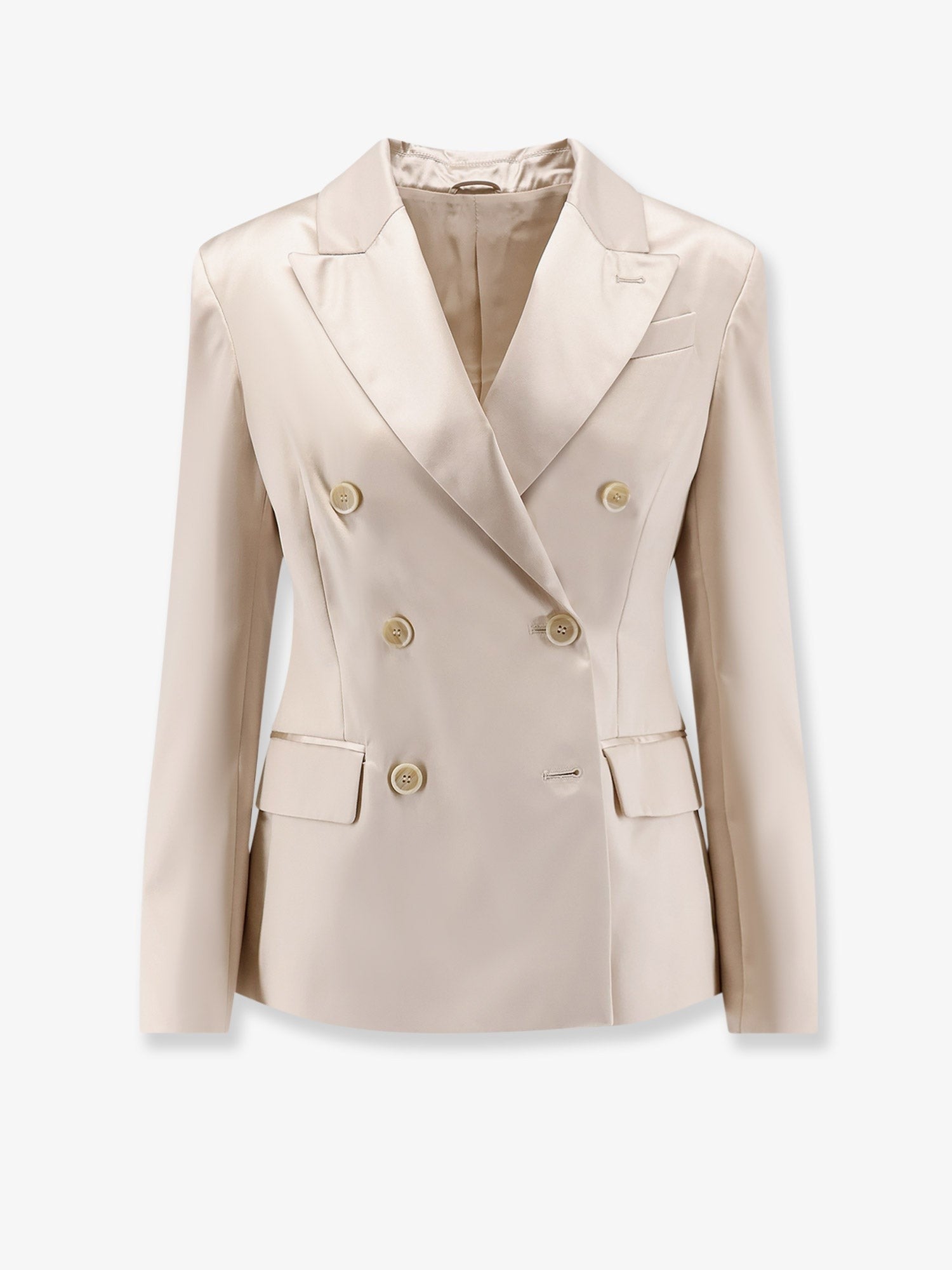 Brunello Cucinelli Women's Double Breasted Silk Blazer White