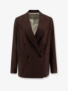 Alysi Women's Double Breasted Stretch Virgin Wool Blazer Brown