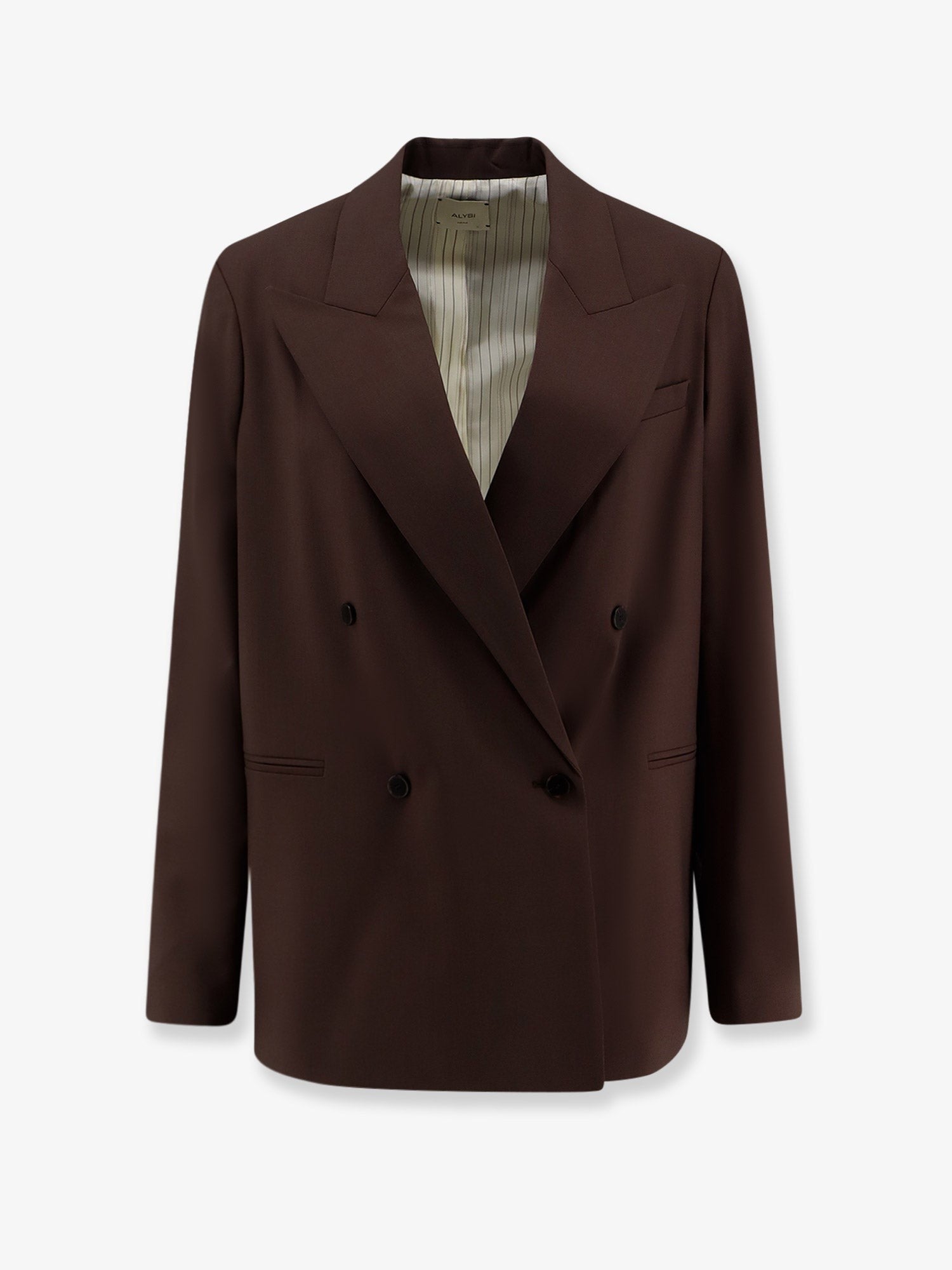 Alysi Women's Double Breasted Stretch Virgin Wool Blazer Brown