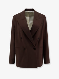 Alysi Women's Double Breasted Stretch Virgin Wool Blazer Brown