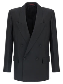 Gucci Double Breasted Technical Panama Blazer Black