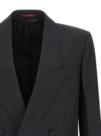 Gucci Double Breasted Technical Panama Blazer Black