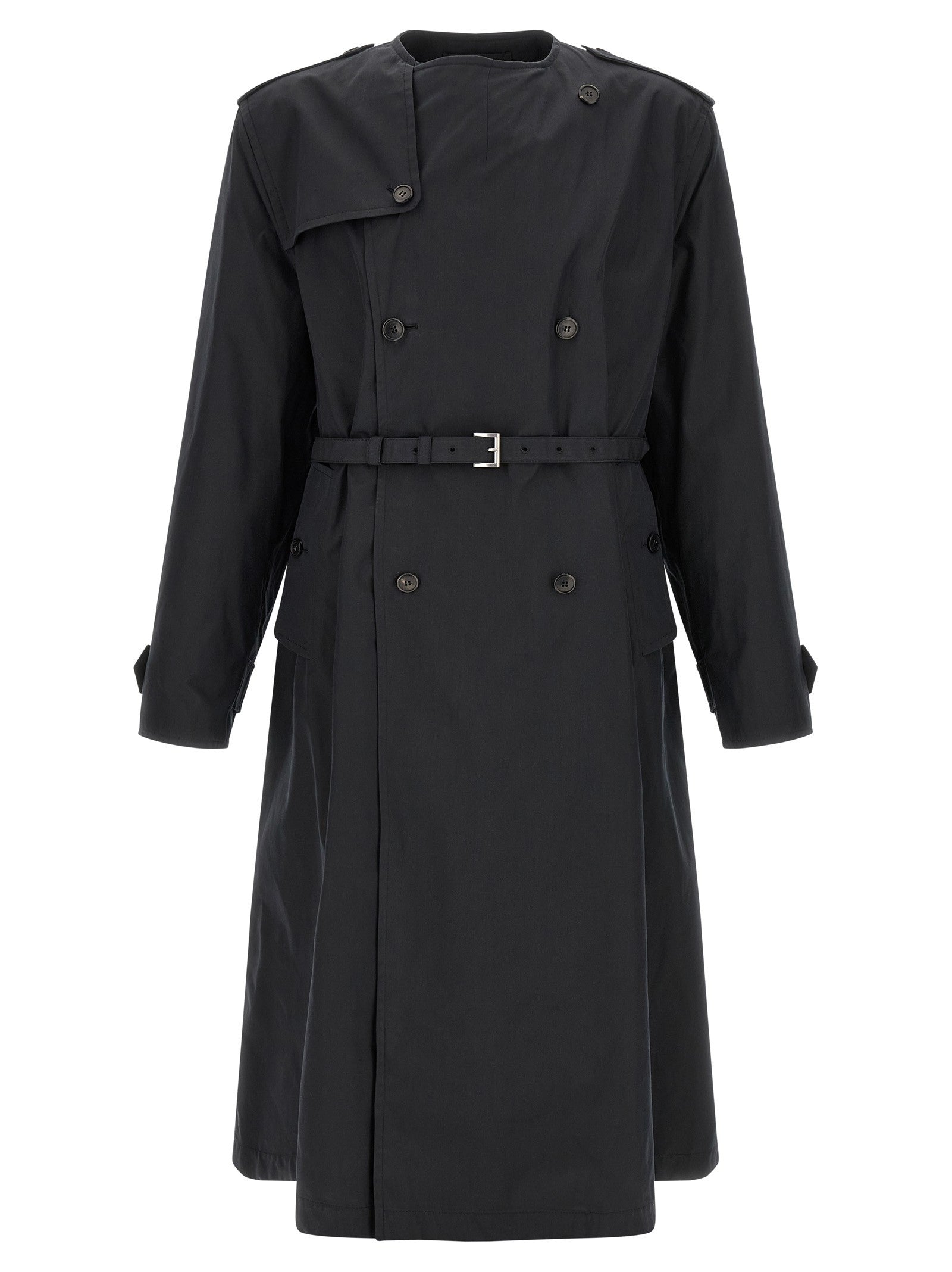 Prada Double Breasted Trench Coat Black