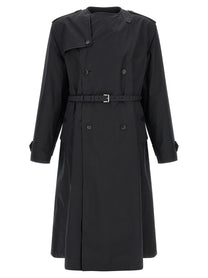 Prada Double Breasted Trench Coat Black