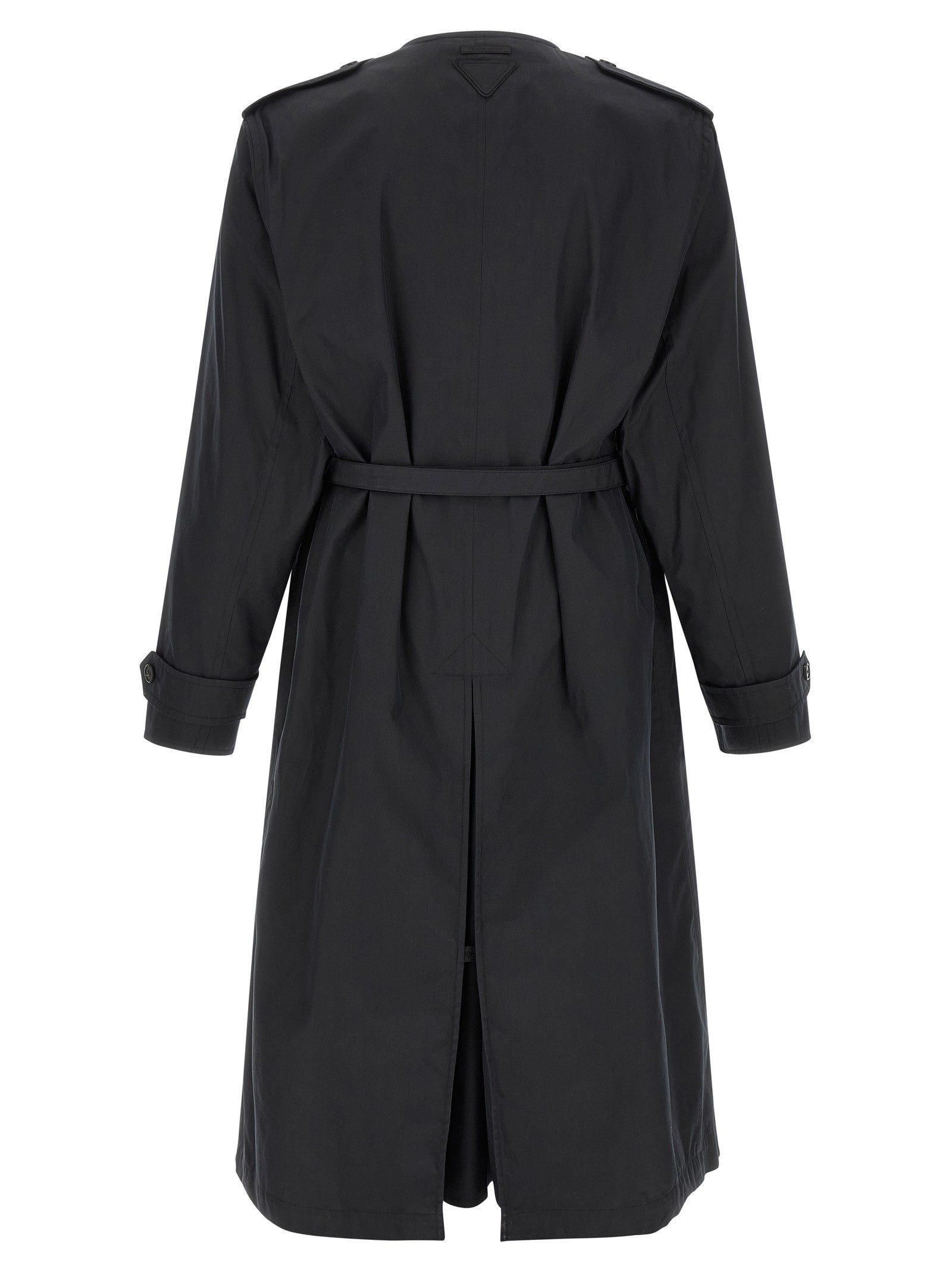 Prada Double Breasted Trench Coat Black
