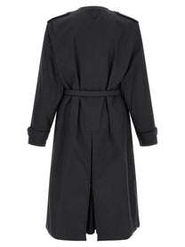 Prada Double Breasted Trench Coat Black