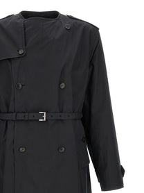 Prada Double Breasted Trench Coat Black